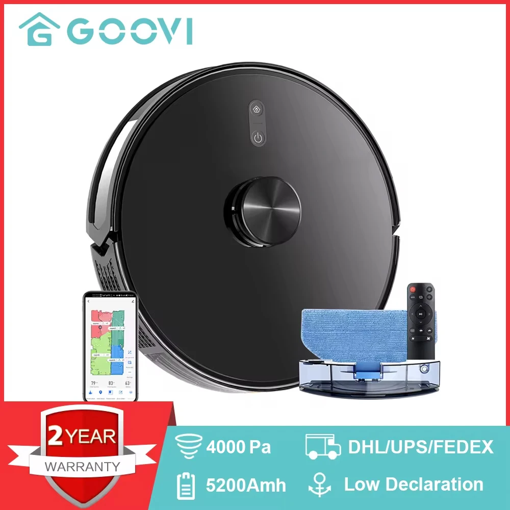 Goovi X6 Robot Vacuum Cleaner Laser System, Multiple Floors Maps, Zone Cleaning,Restricted Area Setting for Home Carpet Cleaning