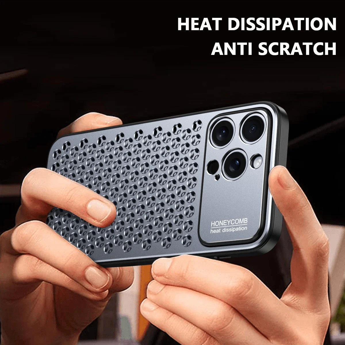 Luxury Metal Silicone 2 in1 Honeycomb Heat Dissipation Phone Case For iPhone 14 13 15 16 Pro Max Protection Anti Scratch Cover