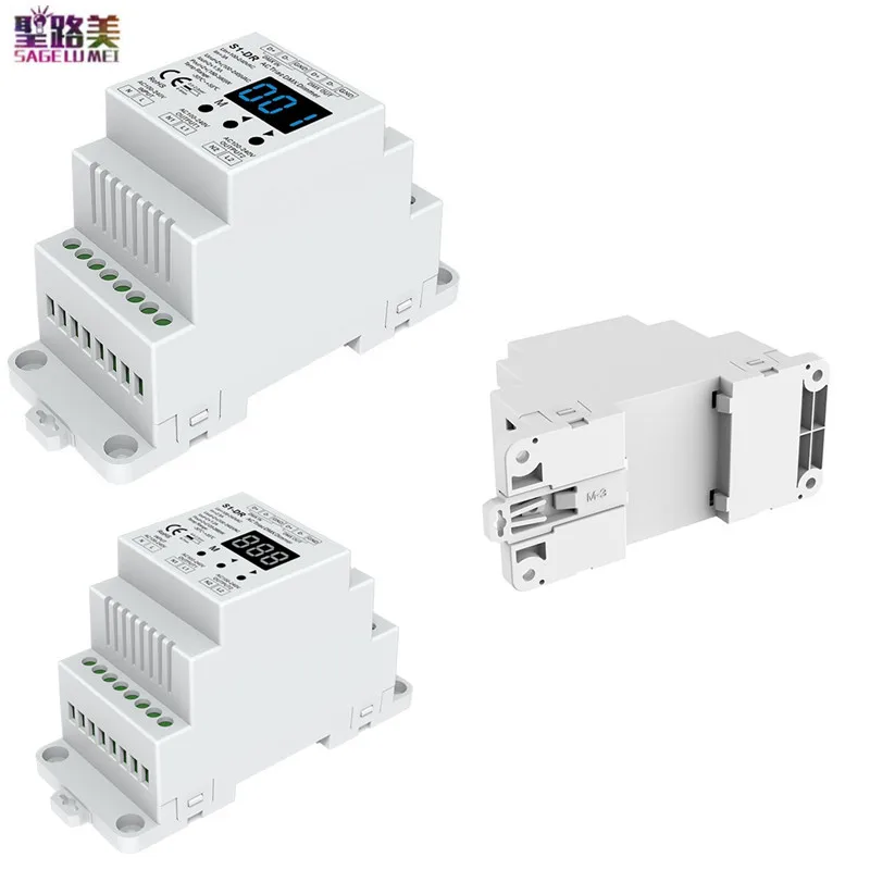 

S1-DR 2CH*1.5A AC100V-240V DIN rail 2 Channel AC Triac Phase-cut DMX Dimmer Dual channel output Silicon DMX512 LED controller