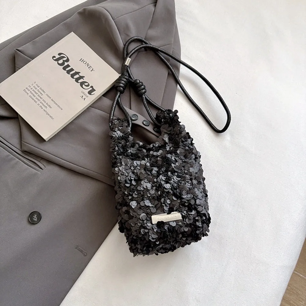 Glitter Mini Sequins Crossbody Bags Versatile Style Minimalist Bling Bling Shoulder Purses Patchwork Design Elegant Lipstick Bag