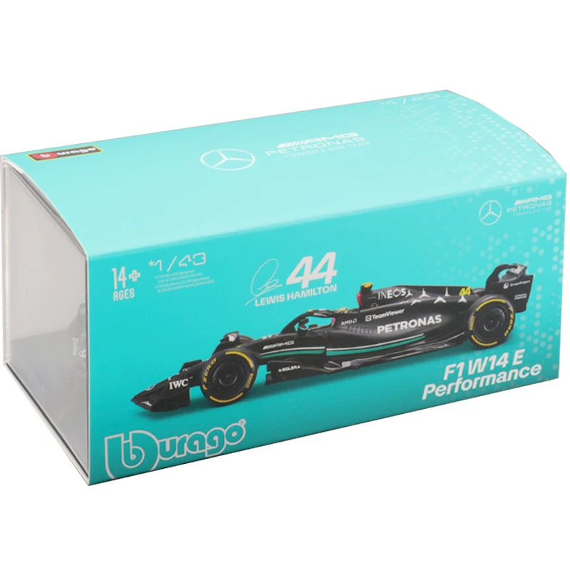 Bburago 2023 1:43 F1 Mercedes-AMG W14 #44 Hamilton #63 Russell Formula One lloy Racing Die Static Collection Model Car Toy Gift