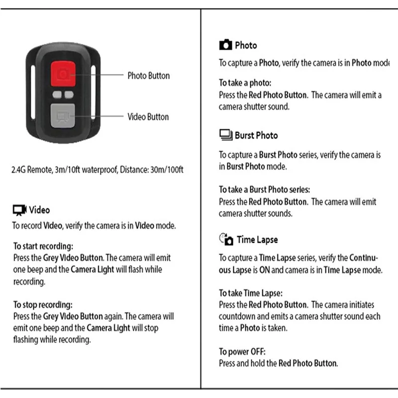 Remote control With Wrist Strap For EXSKOF E1 PRO Action Camera