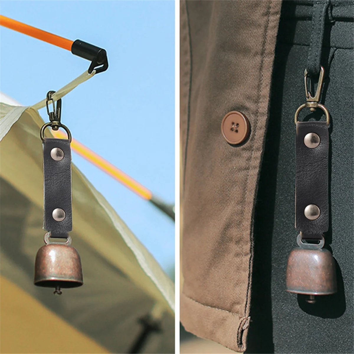 Campana de oso al aire libre, campana de viento para acampar, llavero colgante para mascotas, campana de recordatorio