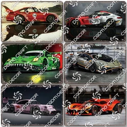 Luxury Sports Car Poster Vintage Metal Tin Sign Supercar Metal Plaque Garage Racing Club Home Wall Art Decoration