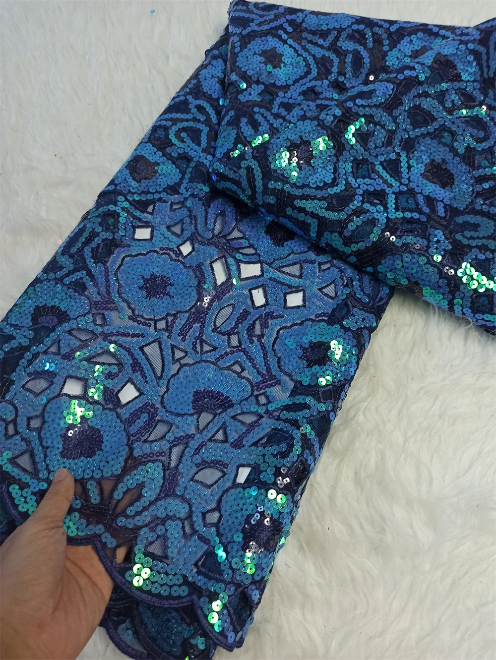 مع الترتر أحدث أقمشة الدانتيل الأفريقي 2025 تطريز عالي الجودة للنساء الديباج الأبيض شبكة أقمشة الدانتيل النيجيري 5 ياردات #2