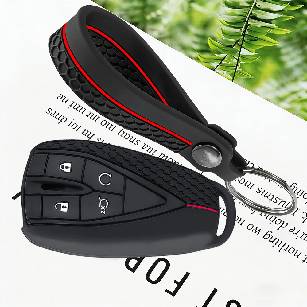 Funda de Silicona Premium para Llave de Coche con Llavero - Para Changan CS35 Plus, CS55 PLUS, CS75 PLUS, Eado, UNI-T, UNI-K, Oushang X5, X7 EV