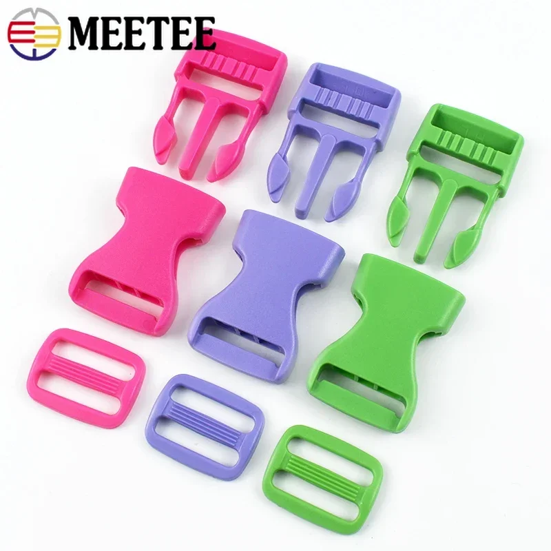 5-20Sets 15/20/25mm Plastic Side Release Buckles Bag Strap Tri-Glide Slide Buckle Backpack Belt Pet Collar Hooks Accessories