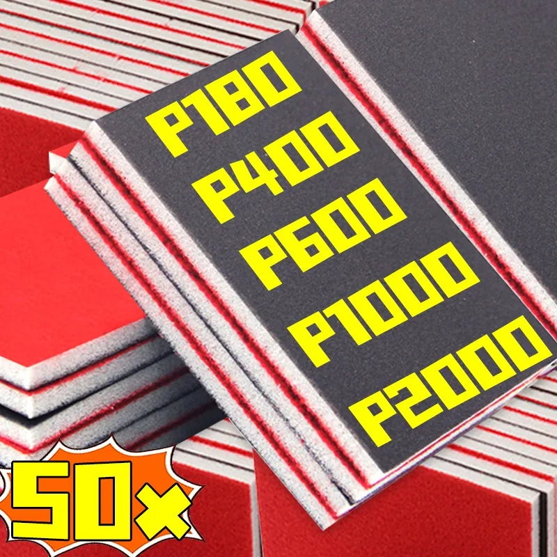 50/5x Spugna abrasiva Spugna per molatura a secco e bagnata Blocco di sabbia Strumento abrasivo per lucidatura Carta vetrata riutilizzabile per la finitura liscia domestica