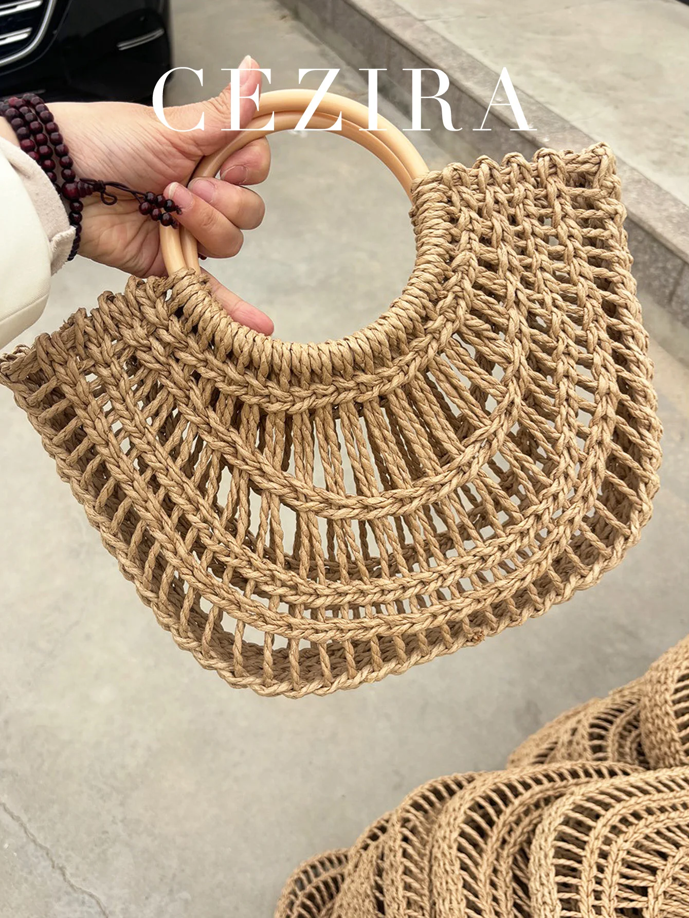

CR женская элегантная соломенная сумка ручной работы с ручкой сверху, сумка-ведро с круглыми ручками, повседневная пляжная сумка для путешествий и отдыха