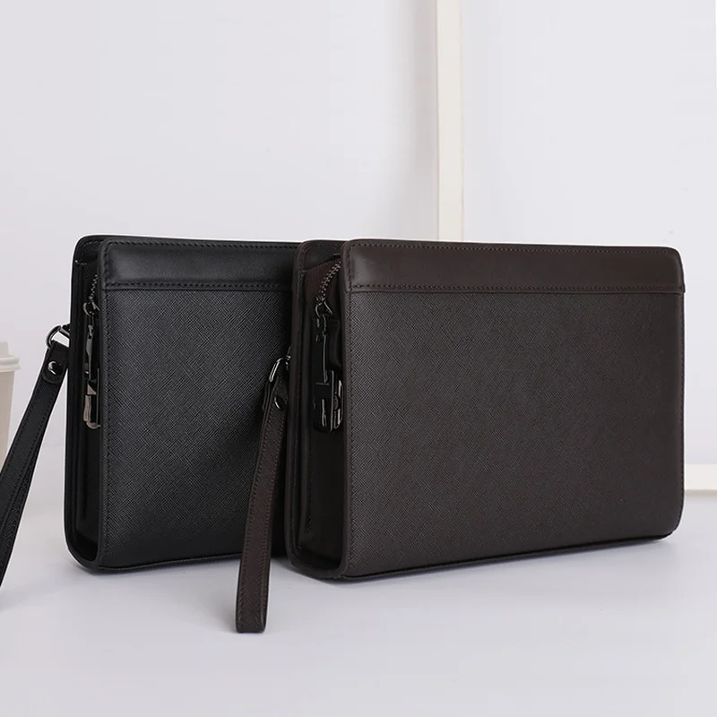 Genuine Leather Password Lock Clutch Bag for Men Fixed wallet card bag Top Layer Cowhide with Wrist Strap Business OL Style
