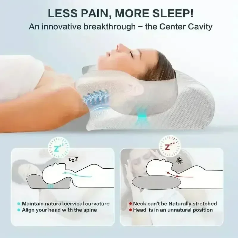 Sleep Memory Foam Pillow Butterfly Shaped Slow Rebound Neck Relaxing Cervical Pain Relief Ergonomic Contour Orthopedic BedPillow