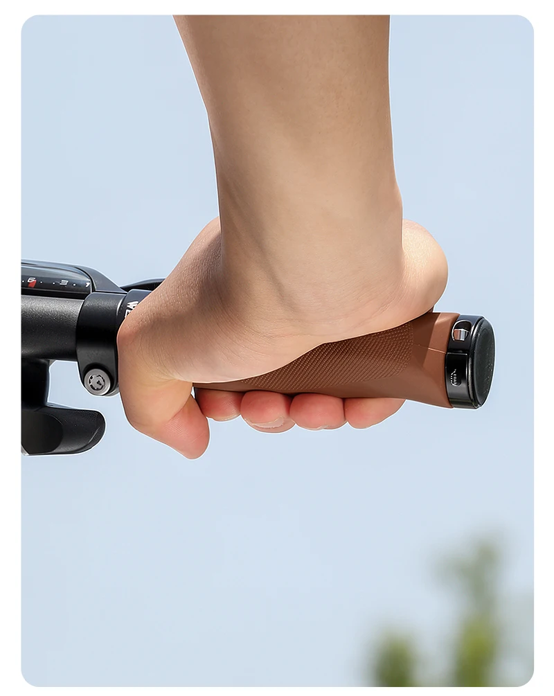 WEST BIKING Ergonomische Lock-On Fahrradgriffe Rutschfester TPR-Gummi Stoßdämpfender Lenkergriff für Mountainbikes und Pendlerfahrräder Braun – Detail 14