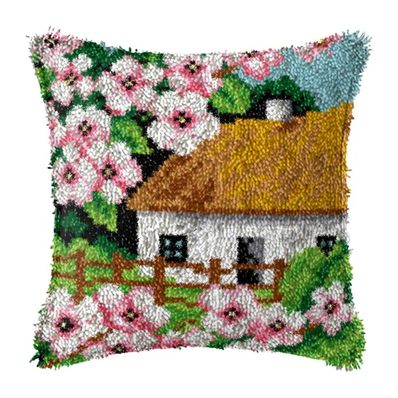 Scenery Series Cushion Smyrna Button Package Sunset Latch Hook Throw Embroidery Pillow Foamiran For Needlework Pillow Embroidery