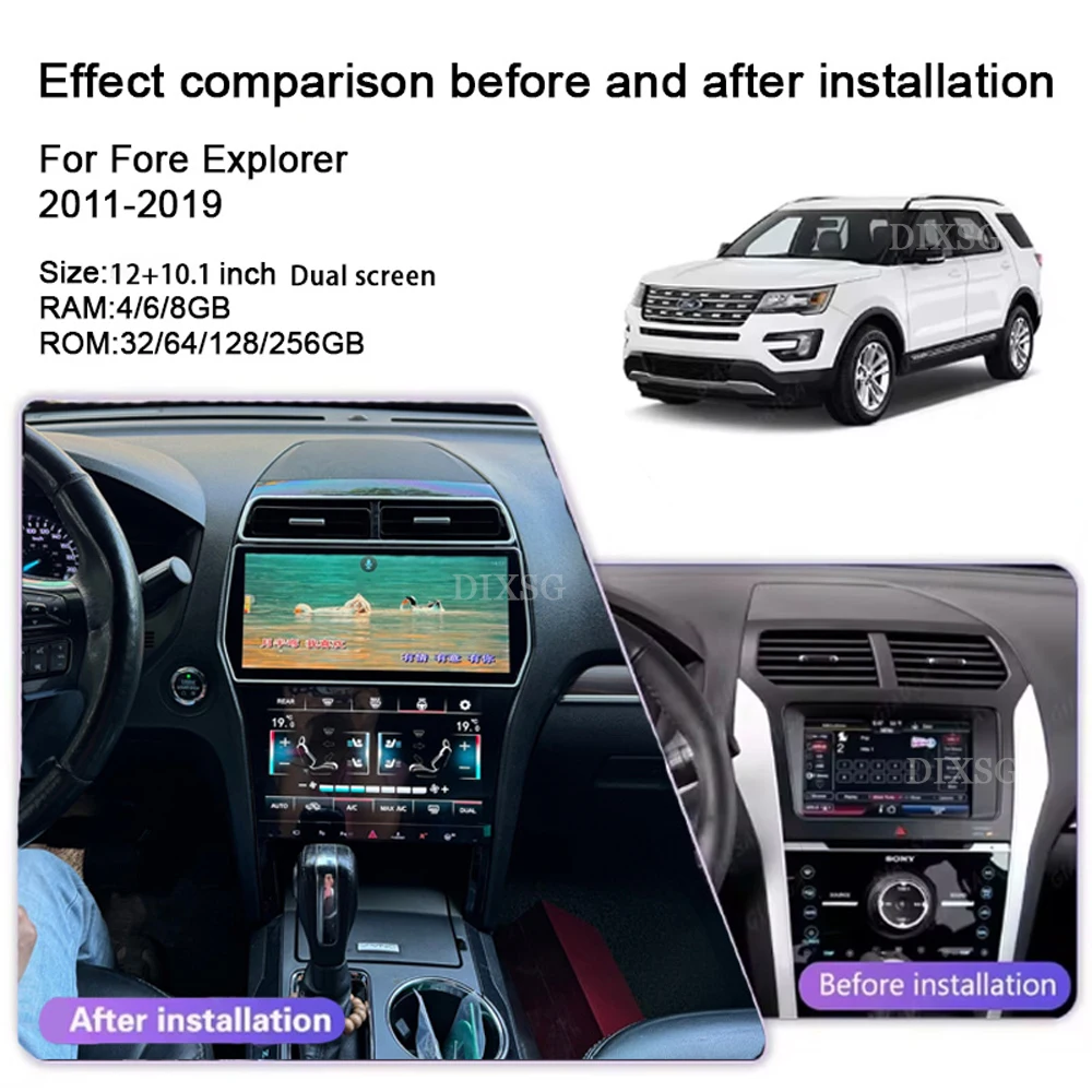 12 + 10.1 "أندرويد 15 لفورد اكسبلورر 2011-2019 راديو السيارة لتحديد المواقع والملاحة ستيريو بلوتوث الوسائط المتعددة بلاي اللاسلكية Carplay WIFI #4