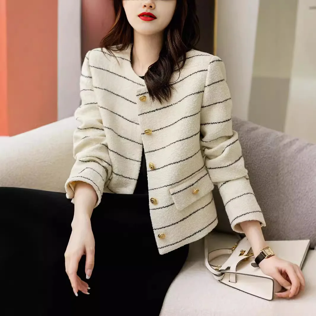 

Женские укороченные твидовые жакеты на осень, средней длины, удлиненные, на молнии и пуговицах, регулируемые, теплые, модные, трендовые