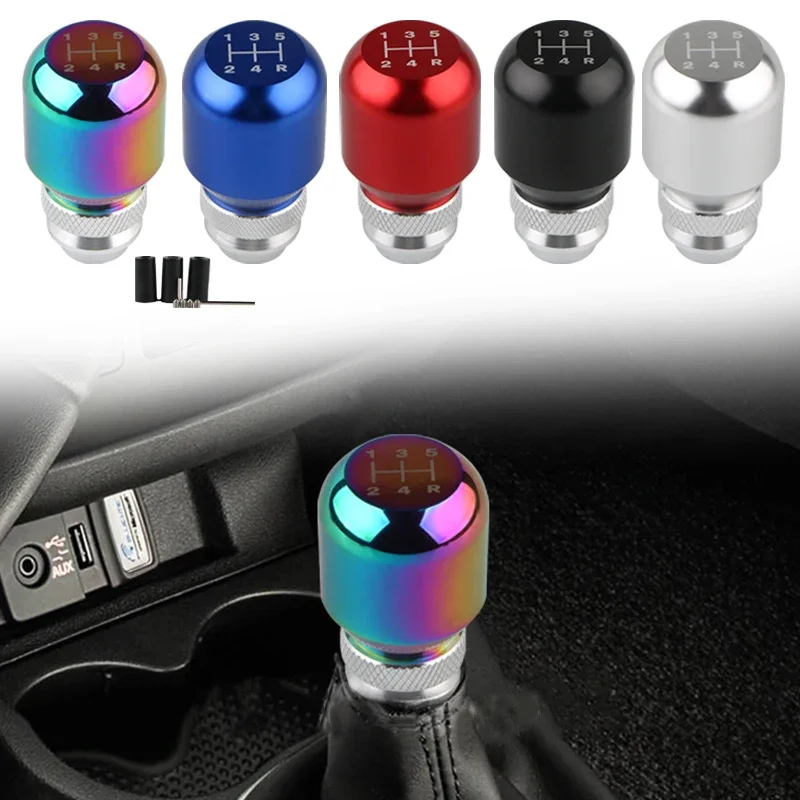 Universal Aluminum Alloy Adjustable Car Gear Shift Knob Stick Manual Shifter Lever Retractable Length Gear Head