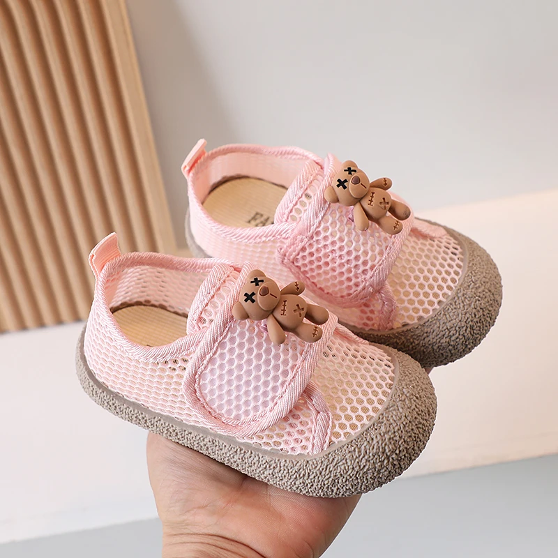 Infant Baby Girls Boys Breathable Hollow Out First Walkers Summer Children Casual Shoes Cute Bear Non-Slip Prewalkers