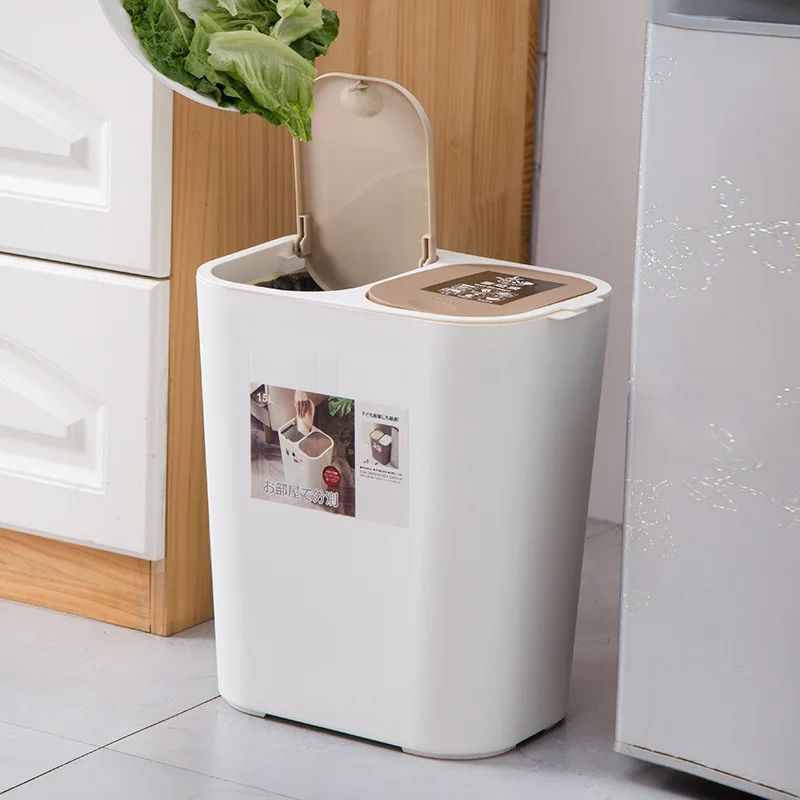 

Storage Bucket Home Press Type Dry and Wet Classification Garbage Double Bucket Kitchen Garbage Can Paper Basket Compost Box