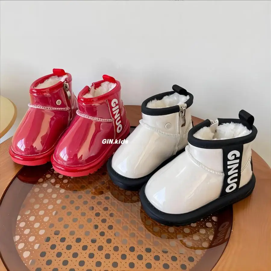

Children's Snow Boots Winter New Women's Fashion Plush Cotton Shoes Soft Sole Men's Warm Casual Cotton Boots Size 16-30
