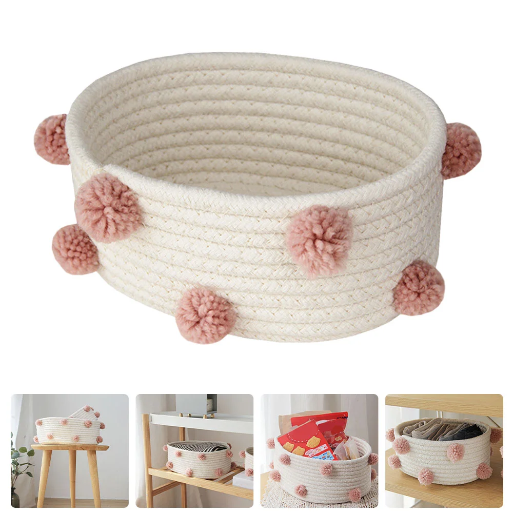 

Storage Basket Cotton Rope Woven Organizing Small Hamper Container Rack Shelf Toy Sundry Holder