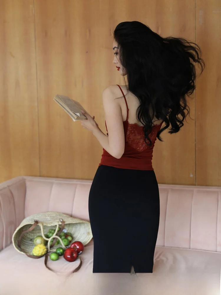 

Красный кружевной топ на бретельках для женщин, утягивающий фигуру, Pure Desire Beautiful Ba, для ношения как под одеждой, так и поверх, летний, офисный, модный, укороченный