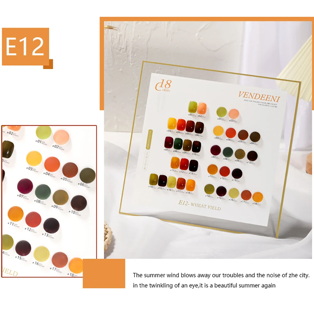 Vendeeni 18 Farben Reiner Farbgel-Nagellack-Set Semi-Permanenter UV-LED-Soak-Off-Gel-Lack Nagelkunst-Gel-Lack mit Display – Detail 21