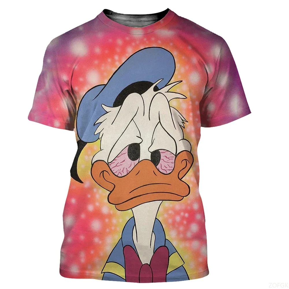 2025 الصيف ديزني دونالد داك الجرافيك ثلاثية الأبعاد طباعة تي شيرت الكرتون أنيمي ملابس الشارع الشهير الرجال النساء موضة تي شيرت تيز القمم #3