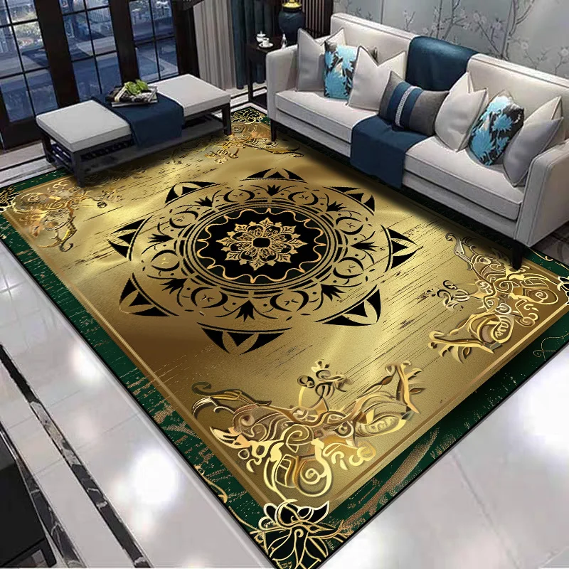 

High-end Golden Living Room Carpet Lounge Non-slip Floor Mats Large Area Bedroom Bedside Rugs Home Decor Washable Carpets Tapete