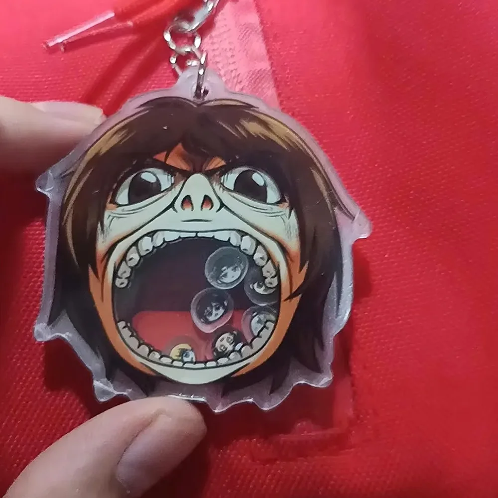 Anime Attack on Titan Pure Titan Cosplay Key Chain Acrylic Shake Cartoon Figure Keychain Backpack Pendant Keyring Accessories