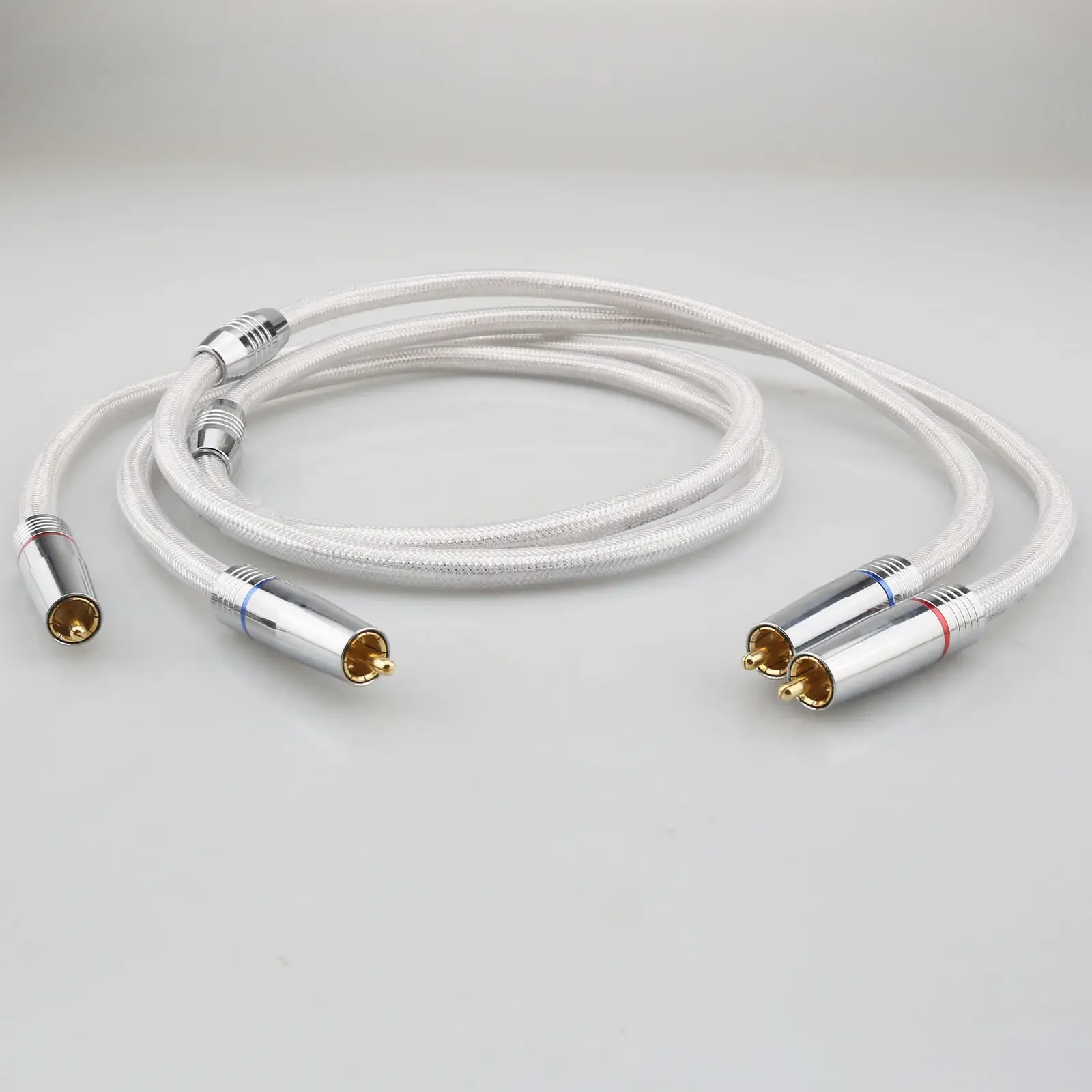 

Pair 18AWG 99.998% Pure Silver RCA HiFi Audio Cable Solid PSS Wire Interconnect cable