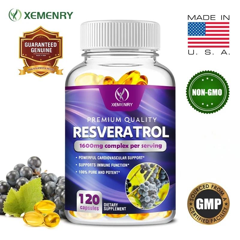 

Resveratrol 1600mg - Antioxidant Supplementation, Enhances Cellular Energy, Promotes Skin Health, and Fights Aging