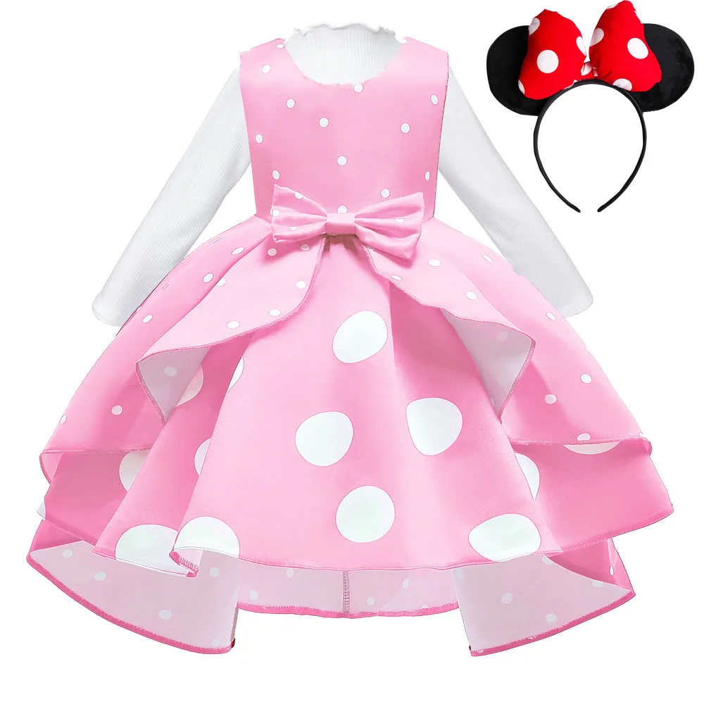 Christmas Girls Minnie Mickey Mouse Cos Dress Kids Cartoon Costume Toddler Children Party Birthday Ballet Princess Wedding Dress