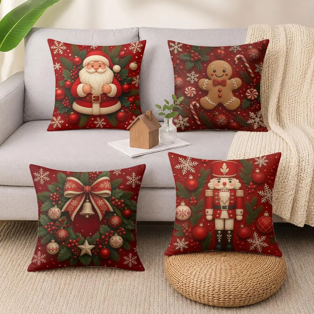 Winter Wonderland Christmas Cushion Cover Luxury Soft Plush Short Fur Cushion Case Warm Cozy Sofa Bed Decorative Home