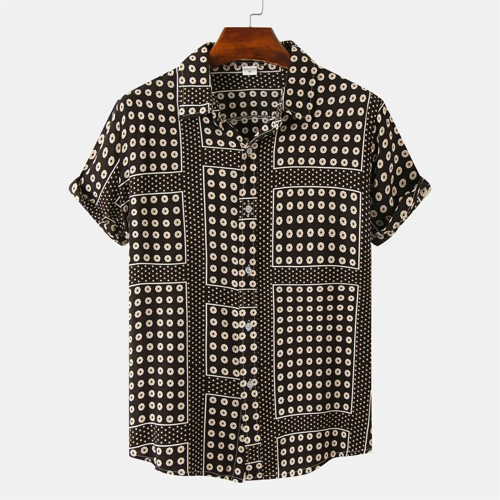 Camisa listra havaiana masculina, lapela impressa em 3D, blusa casual de manga curta, roupas em tamanho grande, moda rua ao ar livre, verão