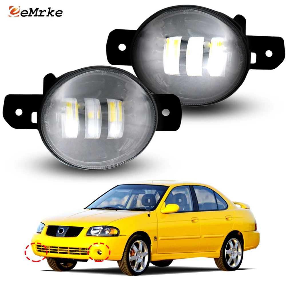 Upgrade 30W Led Fog Lights 12V for Nissan Sentra V B15 2005 2006 with Cut-Line Lens DRL PTF Front Fog Driving Lamp Assembly