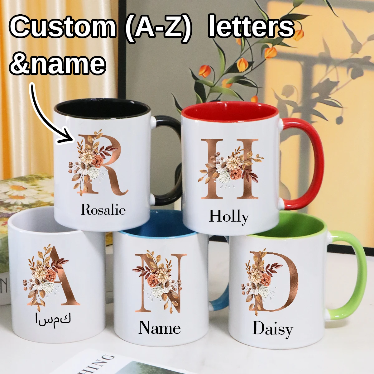 Personalisierte Tasse, Individuelle Geschenke, Maßgefertigte Kaffeetasse, Niedliche Tassen mit Anpassbarem Namen, Individualisierbare Initialen Valentinstag-Geschenke