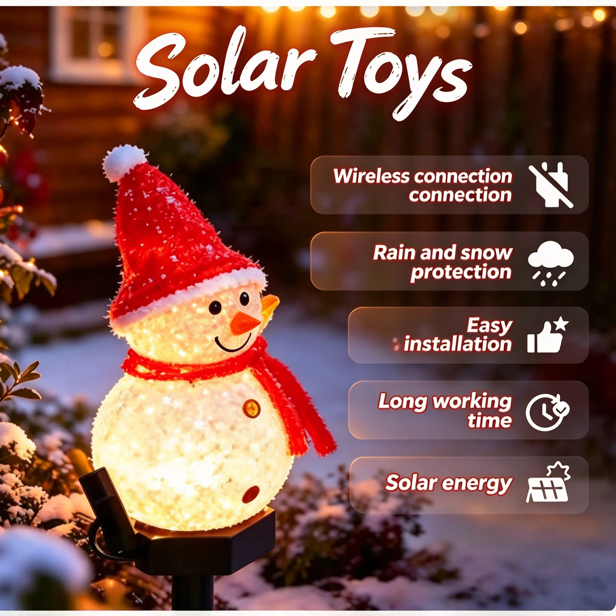 Solar Christmas Festive Snowman Stake Light LED Outdoor for Garden Pathway Walkway Lawn Yard Patio Balcony Holiday Decor