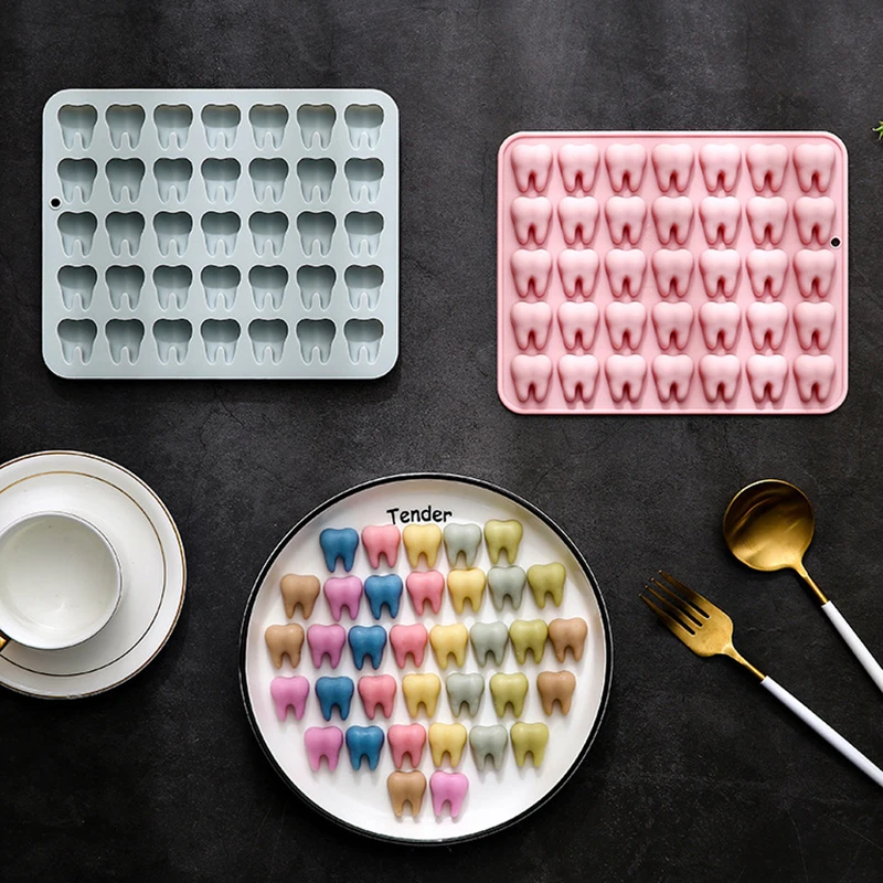 Mini Tooth Silicone 35 Cavity 3D Small Molar Molds Tray DIY Baking Decorating Tools For Chocolate Gummy Candy Jello