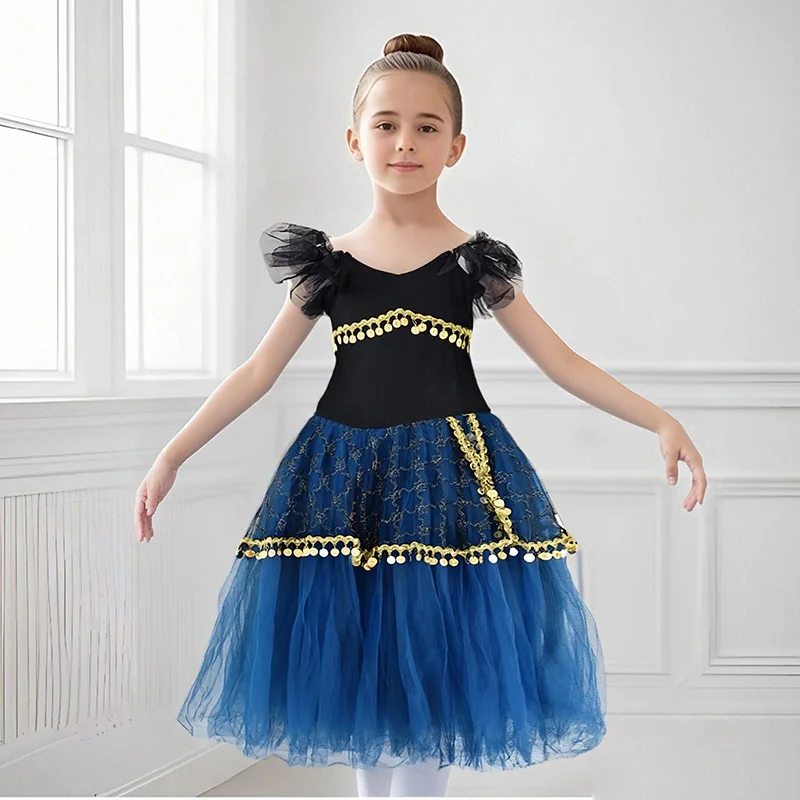 

Детское балетное платье для выступлений «Лебединое озеро», длинное бархатное балетное платье, балетные купальники для девочек, платье для балерины