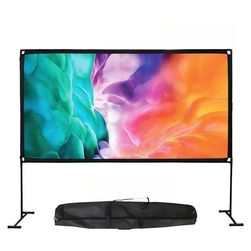 

100-Inch Portable Projector Screen Foldable Polyester Quick Folding Bracket Home Cinema Outdoor Movie Projection Screen