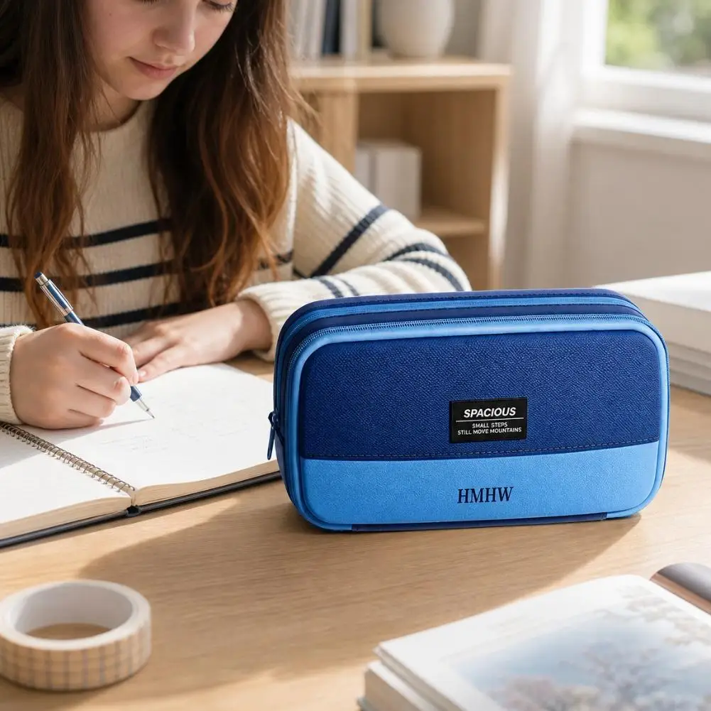 Kawaii Large Capacity Magnetic Standing Multi Layer Pencil Case Students Pencil Bag School Stationery Supply Makeup Storage Bag