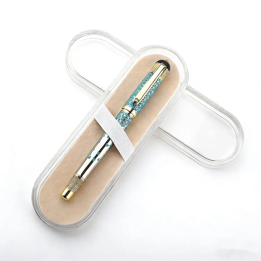 

Luxury Blue Pattern Rollerball Pen with Gold Accents Elegant Business Gift Pen with Premium Gift Box Smooth Writing for Office,