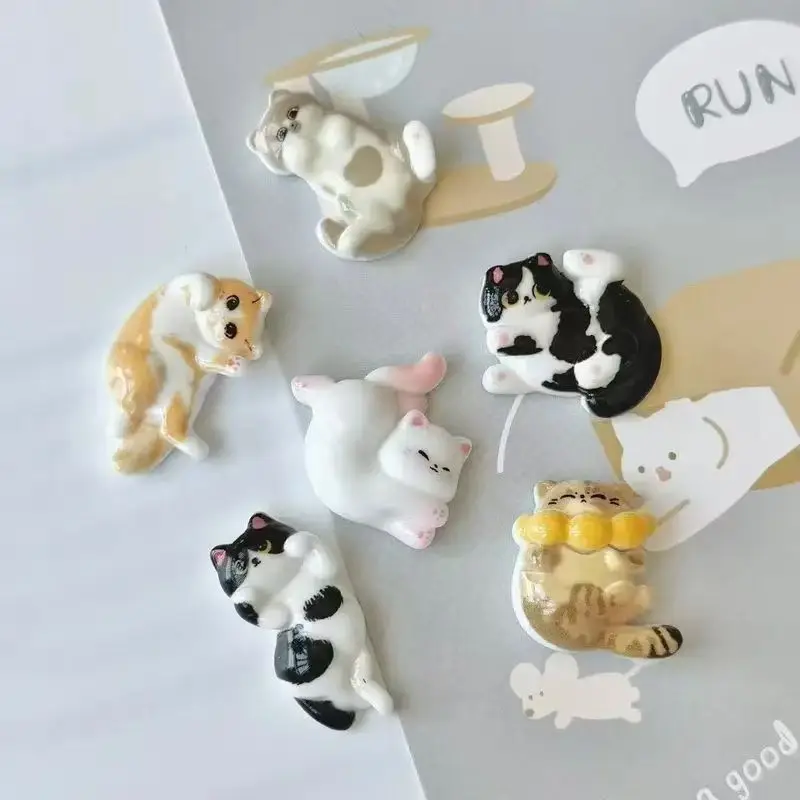 Aimant de réfrigérateur chat mignon, dessin animé en résine animale, aimant magnétique recouvert de fer avec force magnétique