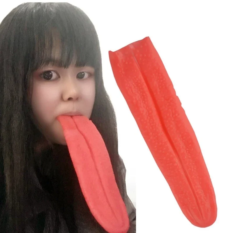 Artificial Rubber Stretchy Long Tounge Halloween Cosplay Accessories Fake Tounge Horrific Party Prank Prop for Adults Children