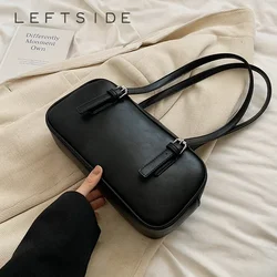 LEFTSIDE Small Pu Leather Shoulder Bags For Women 2024 Winter Y2K Korean Fashion Trend Female Tote Bag Lady Handbags And Purses