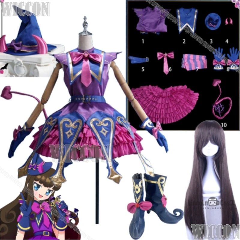 

Anime Pripara Kurosu Aroma Cosplay Clothes Purple Lolita Dress Hat Wig Shoes Woman Gothic Dark Suit Halloween Comic Con Festival