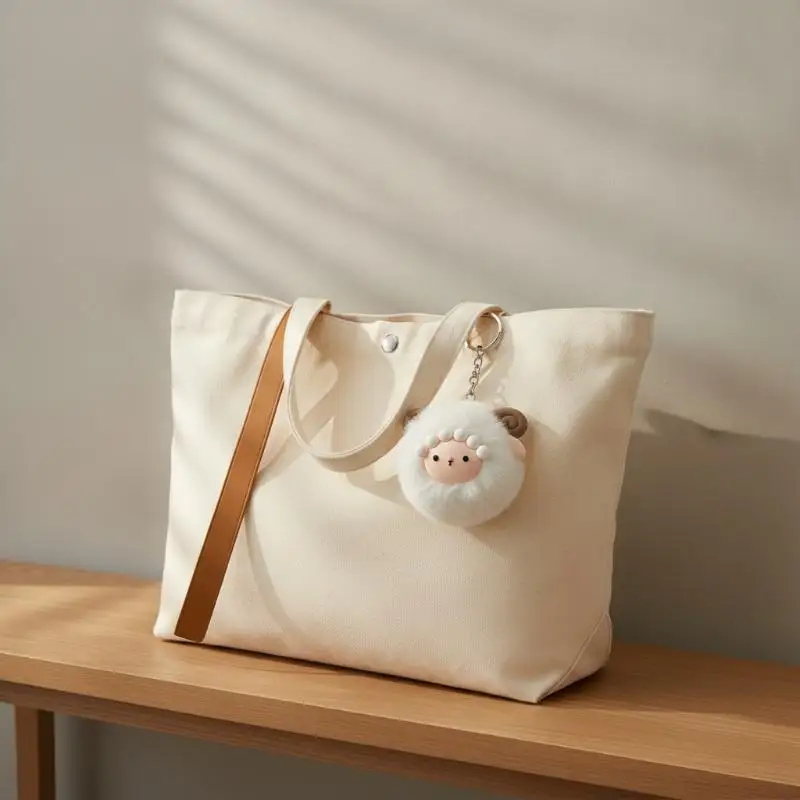 Little Sheep Plush Keychain Mini Pendant Cute Car Hanging Charm Soft Backpack Decor for Travel Luggage Ornament Use