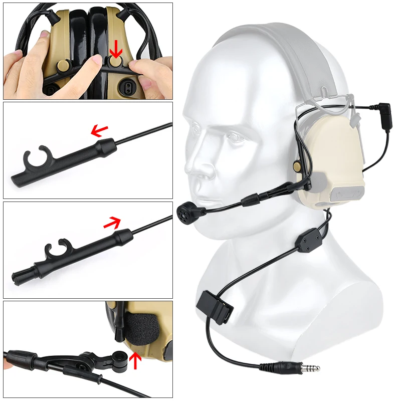 WADSN C3 سماعة نسخة لاسلكية كابل الميكروفون الاتصالات التكتيكية الصيد اطلاق النار سماعات PTT دفع إلى الحديث ملحق #3