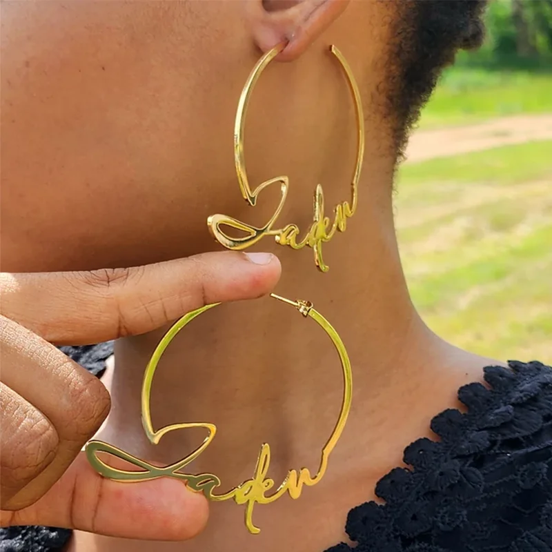 DHQH 2025 New Customized Name Ring Earrings Personalized Letter/Name Ring Earrings Personalized Commemorative Gift for Her