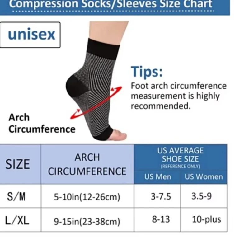 1Pair Ankle Compression Socks for Neuropathy Tendonitis Pain Relief Support Brace Sleeve for Swelling Fatigue Daily Wear